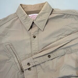 Vtg Filson Mens Long Sleeve Button Up Shirt L Tan Utility Pocket Cotton Gorpcore